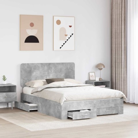 Ramka łóżka Betonowy szary 140 x 200 cm Materiał drewnopochodny