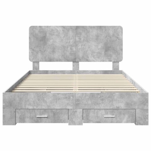 Ramka łóżka Betonowy szary 140 x 200 cm Materiał drewnopochodny