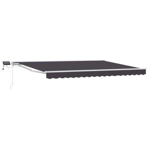Ręczny ramowy zewnętrzny markizowy z LED Antracyt 4 × 3 m