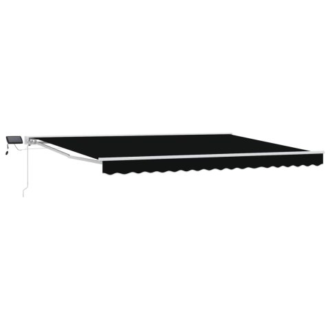 Ręczny ramowy zewnętrzny markizowy z LED Czarny 4 × 3 m