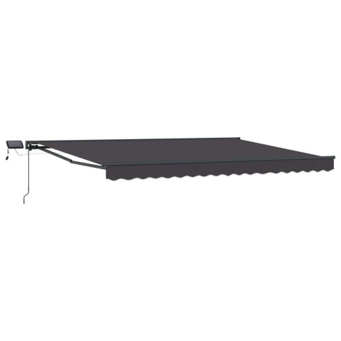 Ręczny ramowy zewnętrzny markizowy z LED Antracyt 4 × 3,5 m