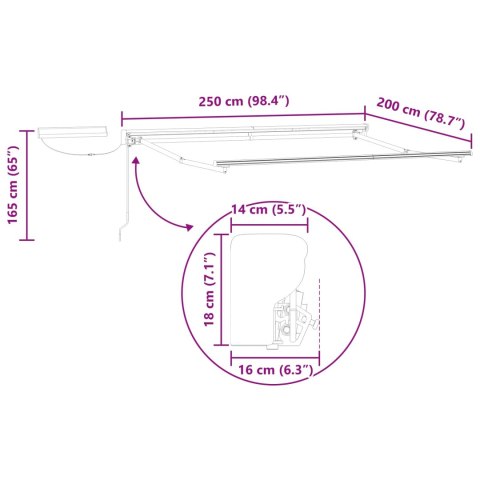 Elektryczna Rozkładana Markiza Kremowy 2,5 x 2 m