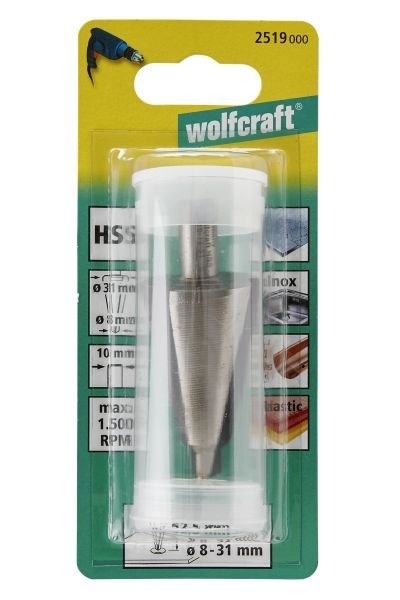 Frez do otworów 8 - 31 mm Wolfcraft - HSS, trzpień 10 mm