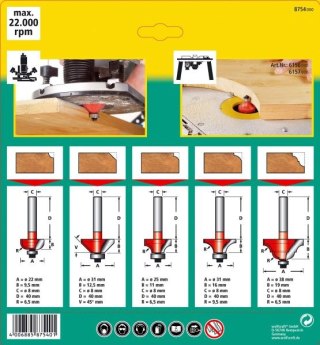 Zestaw frezów profilowych Wolfcraft [5 szt.]