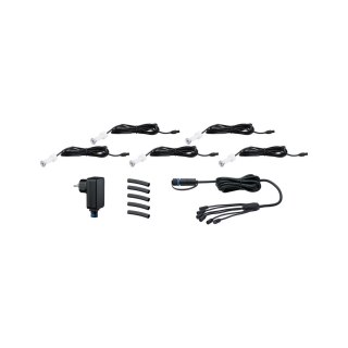 Zestaw opraw Plug & Shine MicroPen II 5x0,2W 3000K IP67 24V srebrny / stal