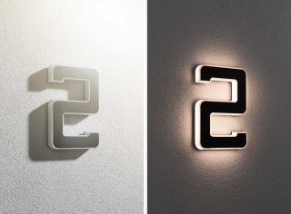 Oprawa elewacyjna SOLAR LED numer domu 2 3000K IP44 wymienny akumulator / czarny / tworzywo sztuczne