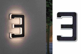 Oprawa elewacyjna SOLAR LED numer domu 3 3000K IP44 wymienny akumulator / czarny / tworzywo sztuczne