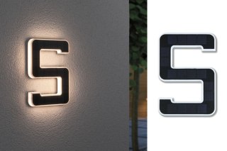 Oprawa elewacyjna SOLAR LED numer domu 5 3000K IP44 wymienny akumulator / czarny / tworzywo sztuczne
