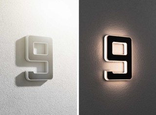 Oprawa elewacyjna SOLAR LED numer domu 9 3000K IP44 wymienny akumulator / czarny / tworzywo sztuczne