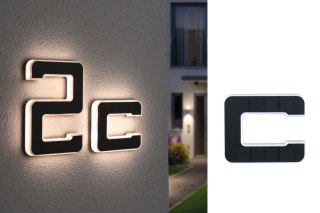 Oprawa elewacyjna SOLAR LED numer domu c 3000K IP44 wymienny akumulator / czarny / tworzywo sztuczne