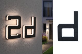 Oprawa elewacyjna SOLAR LED numer domu d 3000K IP44 wymienny akumulator / czarny / tworzywo sztuczne