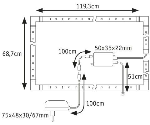 Zestaw taśma LED TV55 cali MaxLED 250 RGBW+ 20,5W 360cm 230/24V