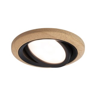 Oprawa do wbudowania LANATI COIN LED 6W 470lm 84mm 2700K IP20 230V drewno / czarny matowy / aluminium