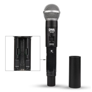 DVS2 - Mikrofon bezprzewodowy, 2x nadajnik doręczny + baza, pasmo UHF 560-590 MHz