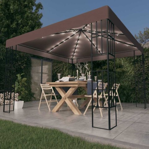 Altana ze sznurem lampek LED, 3x3 m, kolor taupe