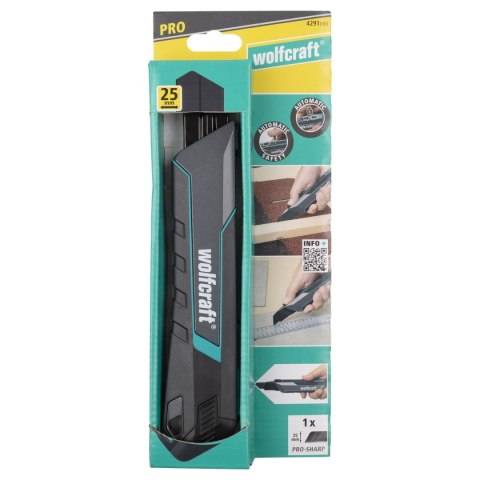Nóż z odłamywanym ostrzem 25 mm PRO SAFETY, wolfcraft