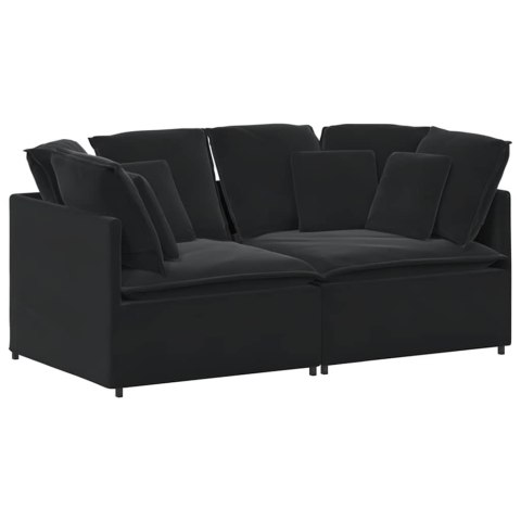 Sofa modułowa z poduszkami aksamitna czerń