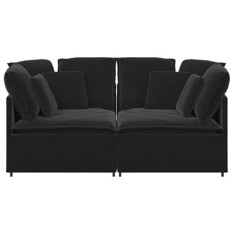 Sofa modułowa z poduszkami aksamitna czerń