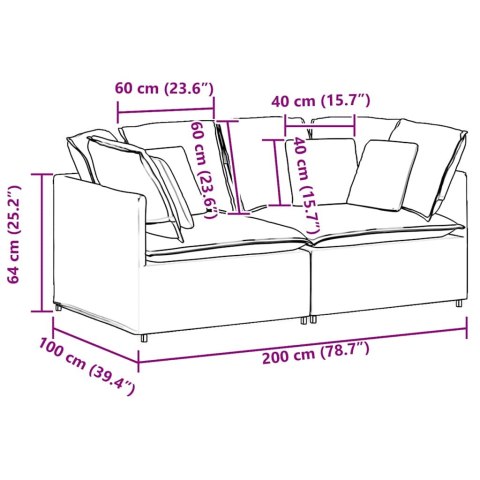 Sofa modułowa z poduszkami aksamitna czerń