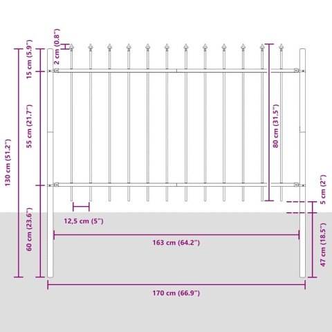 Ogrodzenie Ogrodowe 5 pcs Szary 8,5 x 0,8 m