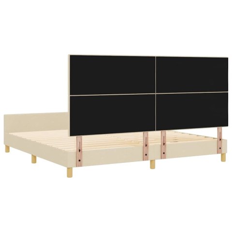 Ramka łóżka Z zagłówkiem Kremowy 200 x 200 cm tkanina