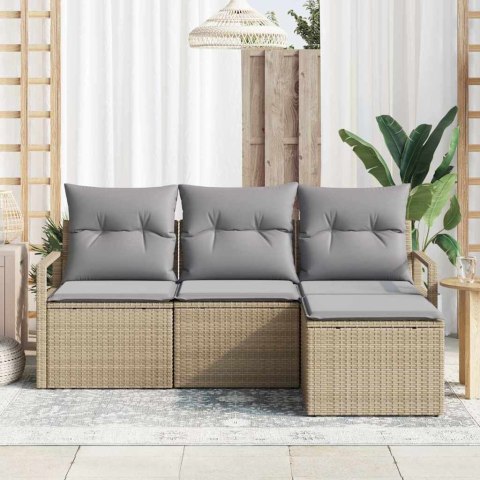 Zestaw Sof 4 pcs Beżowy polirattan