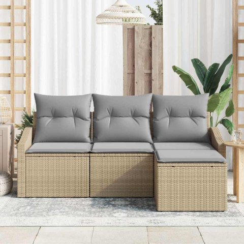 Zestaw Sof z poduszką 4 pcs Beżowy polirattan