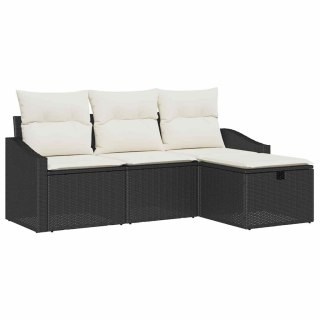 Zestaw Sof z poduszką z przechowywaniem 4 pcs Czarny polirattan
