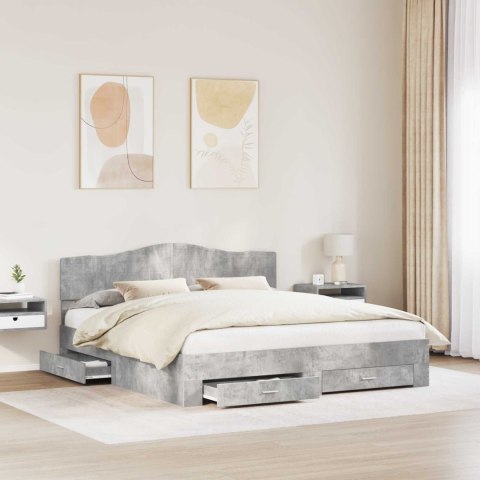 Ramka łóżka Betonowy szary 200 x 200 cm Materiał drewnopochodny