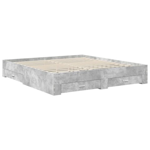 Ramka łóżka Betonowy szary 200 x 200 cm Materiał drewnopochodny