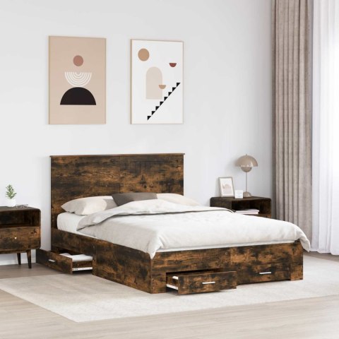Ramka łóżka Dąb wędzony 135 x 190 cm Materiał drewnopochodny