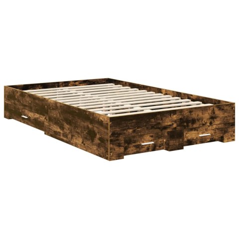 Ramka łóżka Dąb wędzony 135 x 190 cm Materiał drewnopochodny