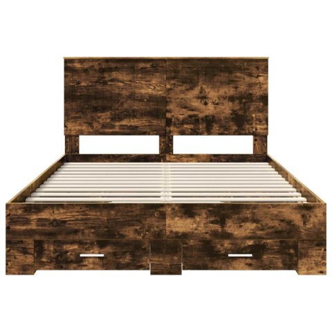 Ramka łóżka Dąb wędzony 135 x 190 cm Materiał drewnopochodny