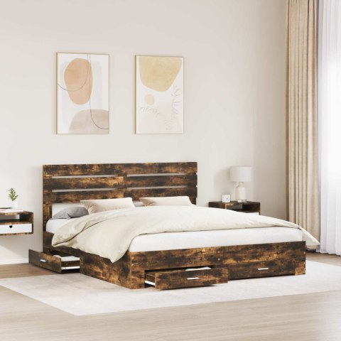 Ramka łóżka Dąb wędzony 200 x 200 cm Materiał drewnopochodny