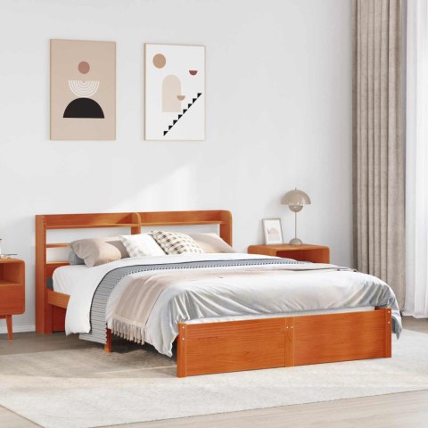 Ramka łóżka Z zagłówkiem 2 pcs Woskowy Brąz Lite drewno sosnowe