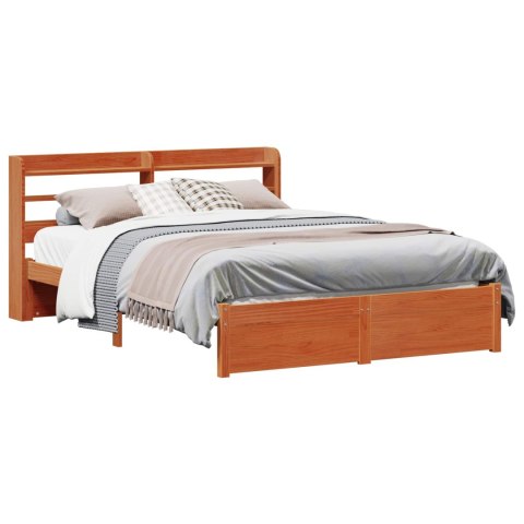 Ramka łóżka Z zagłówkiem 2 pcs Woskowy Brąz Lite drewno sosnowe