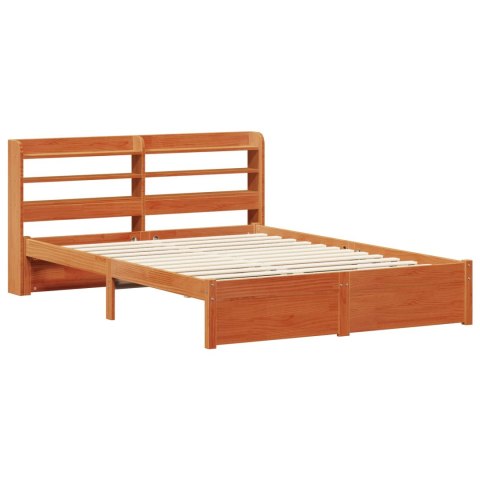Ramka łóżka Z zagłówkiem 2 pcs Woskowy Brąz Lite drewno sosnowe