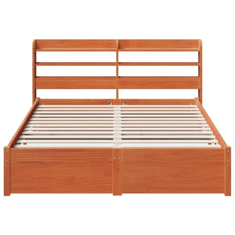 Ramka łóżka Z zagłówkiem 2 pcs Woskowy Brąz Lite drewno sosnowe