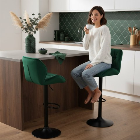 Krzesło barowe GRAPPO BLACK zielone VELVET