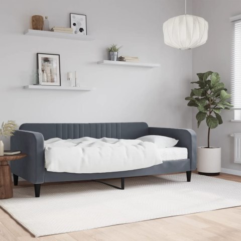 Sofa z materacem do spania, ciemnoszara, 90x190 cm, aksamit