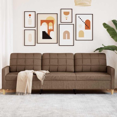 Sofa 3-osobowa, brązowa, 210 cm, tapicerowana tkaniną