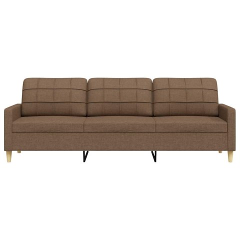 Sofa 3-osobowa, brązowa, 210 cm, tapicerowana tkaniną