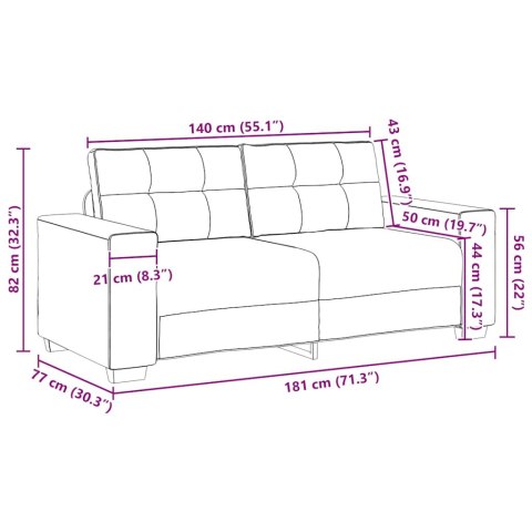 Sofa dwuosobowa obity lnem, 180x77x82 cm