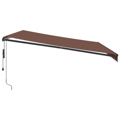 Automatycznie zwijana markiza z LED, brązowa, 450x350 cm