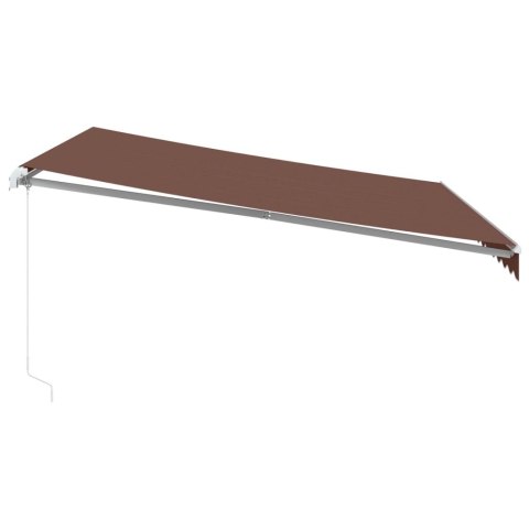Ręcznie zwijana markiza z LED, brązowa, 400x350 cm