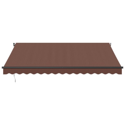 Ręcznie zwijana markiza z LED, brązowa, 400x350 cm