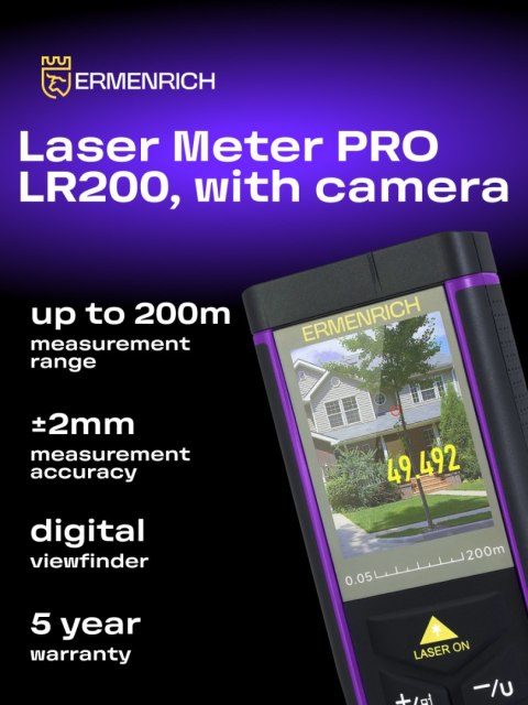 Miernik laserowy Ermenrich PRO LR200, z kamerą