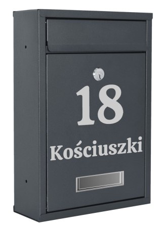 Skrzynka na listy GUSTAV antracyt z napisem