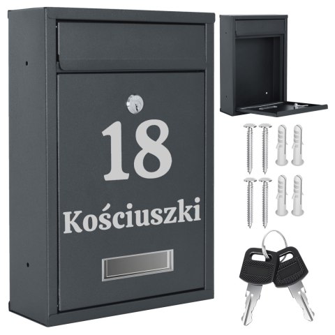 Skrzynka na listy GUSTAV antracyt z napisem
