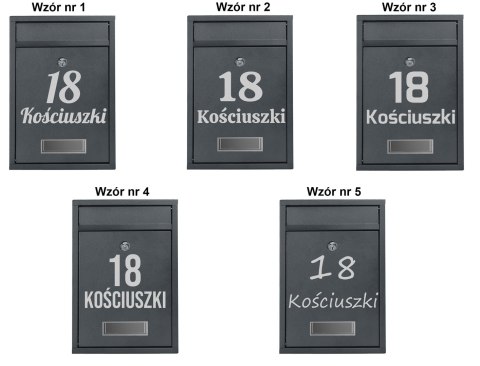 Skrzynka na listy GUSTAV antracyt z napisem